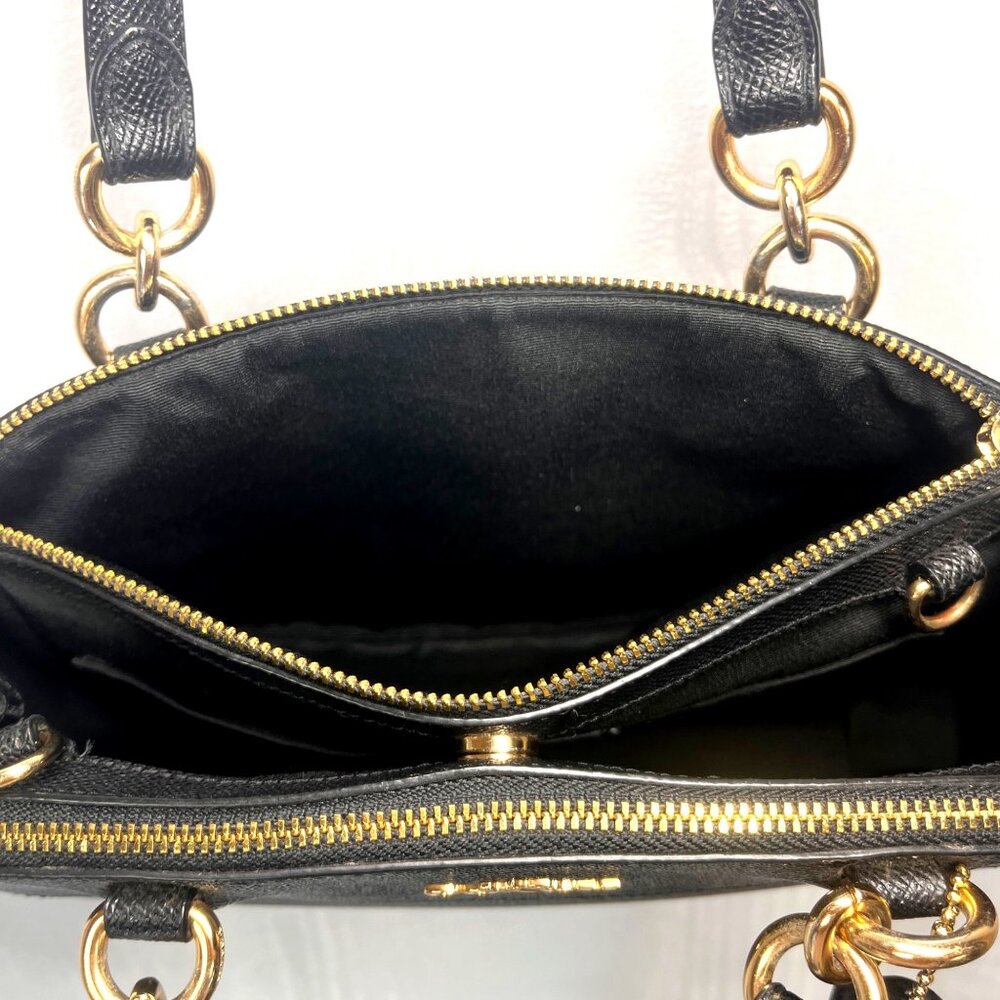Coach 2018 Mini Brooke Black Leather Crossbody Bag w Floral Rivets F37754 - Picture 11 of 16